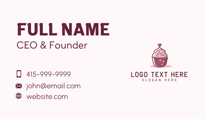 Cupcake Heart Bakery Business Card